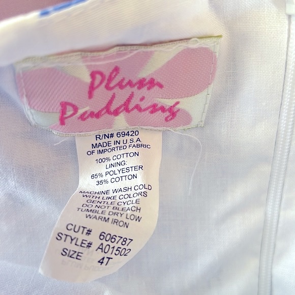 Plum Pudding Blue White Belted Floral Sundress Sz 4T - Picture 7 of 8